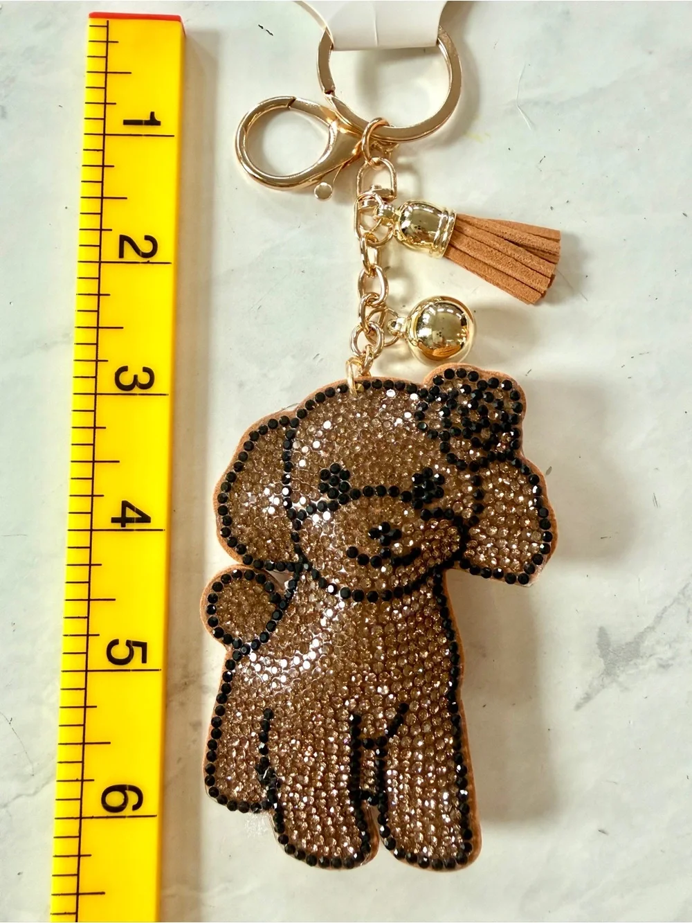 ✨ NWT Rhinestone Goldendoodle Dog Puffy Bag Charm & Keychain ✨